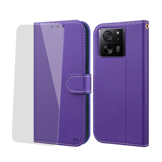 preklopna torbica np z zascitnim steklom za xiaomi 13t 13t pro vijolicna