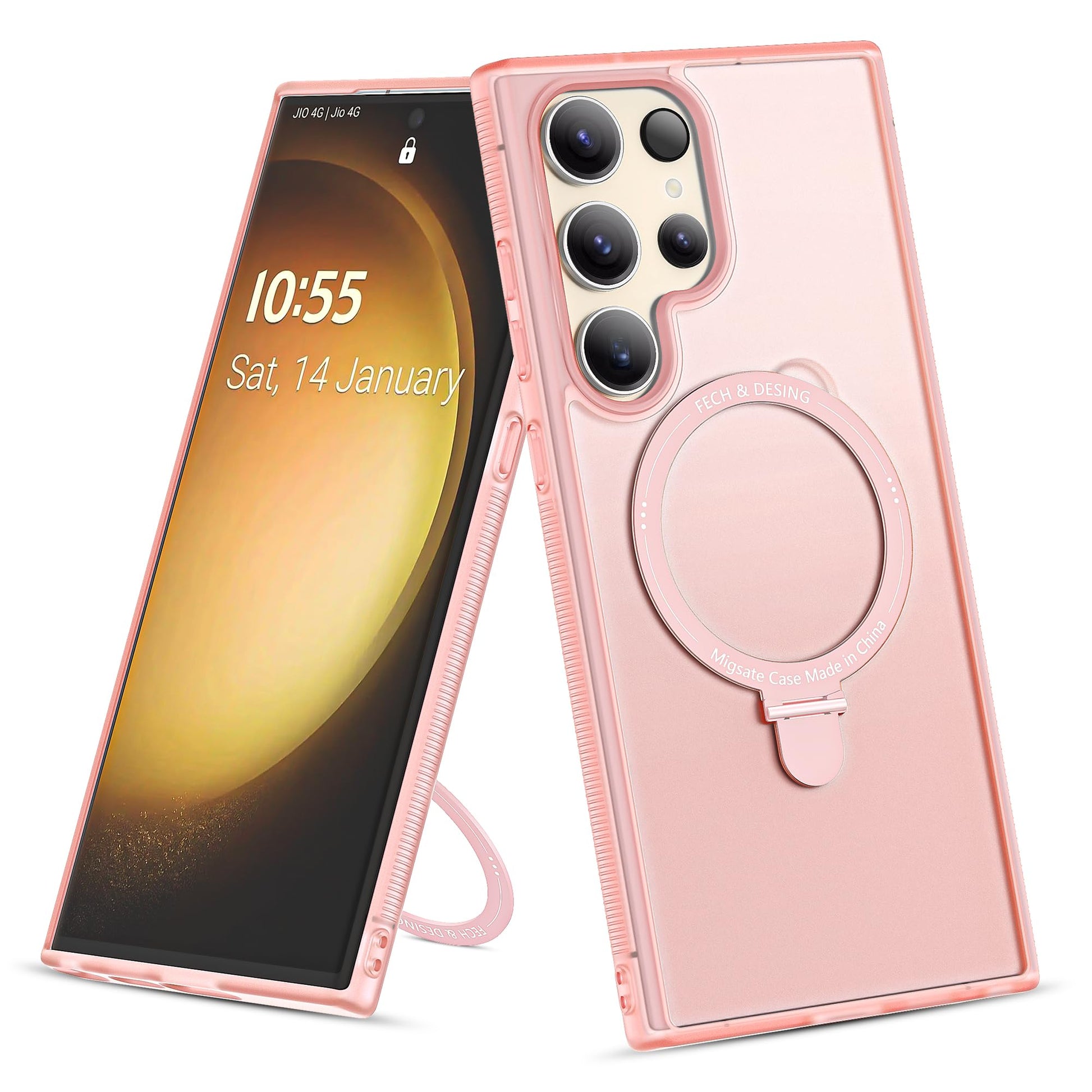 Ovitek za telefon "Metallic MagSafe" za Samsung Galaxy S23 Ultra, roza/črna – Lokass