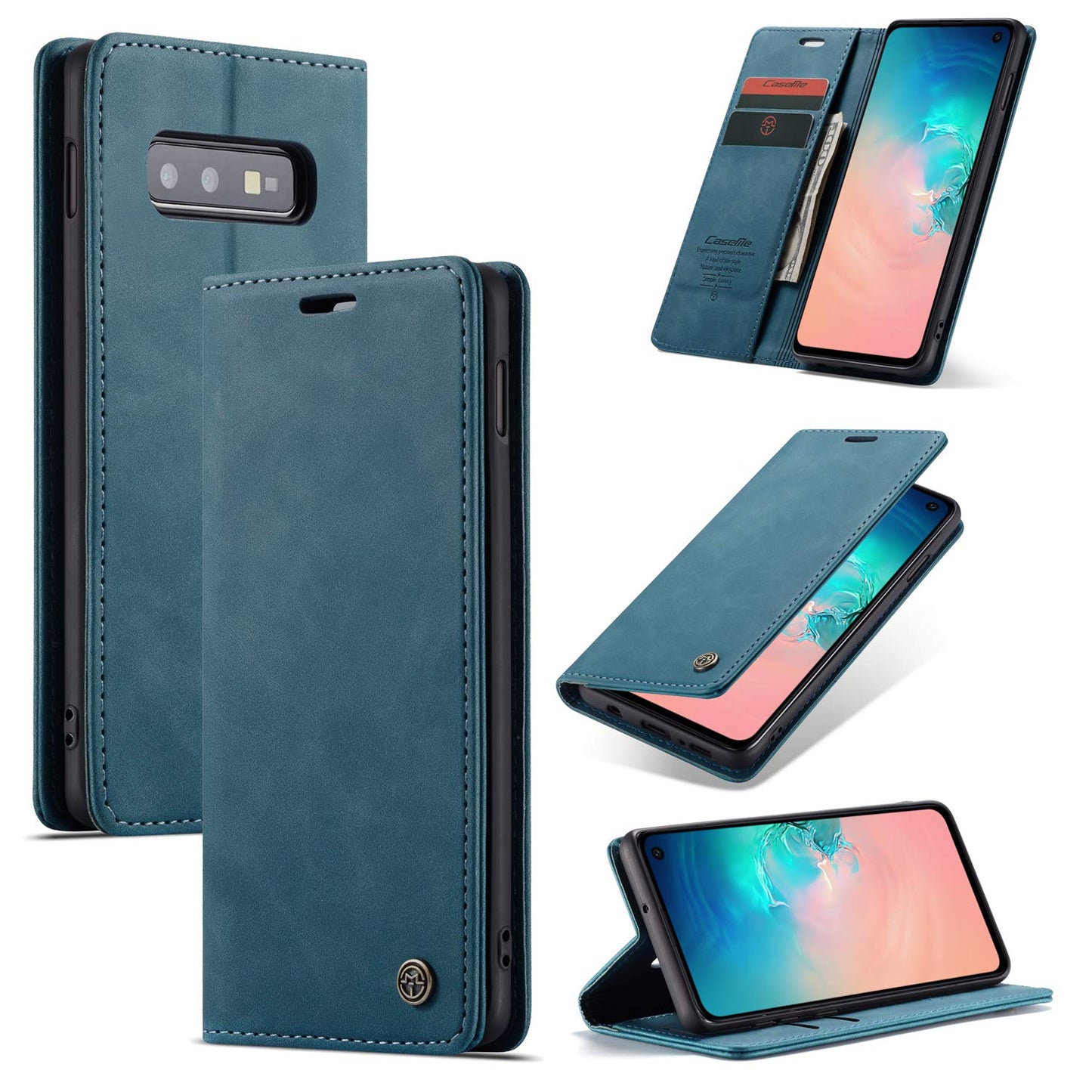 preklopna torbica bigcousin za samsung galaxy s10e modro zelena
