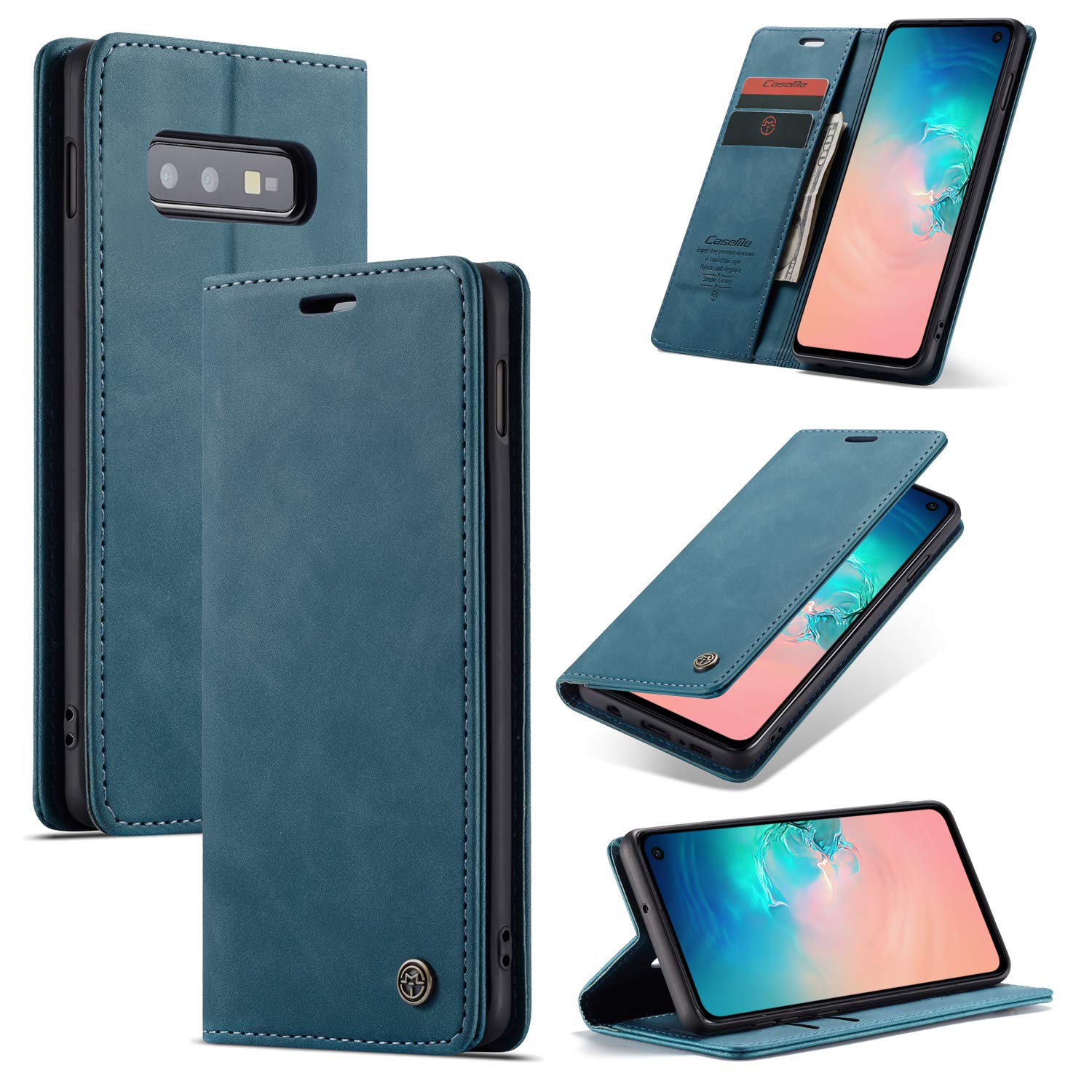 preklopna torbica bigcousin za samsung galaxy s10e modro zelena