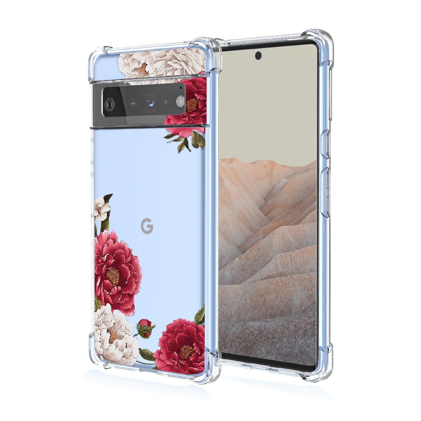 antishock ovitek z rozicami za google pixel 6 pro rdeca