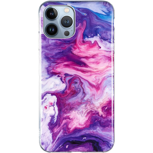 Ovitek "marble" za iPhone 15 Pro, vijolična – Yiscase – Vijolična