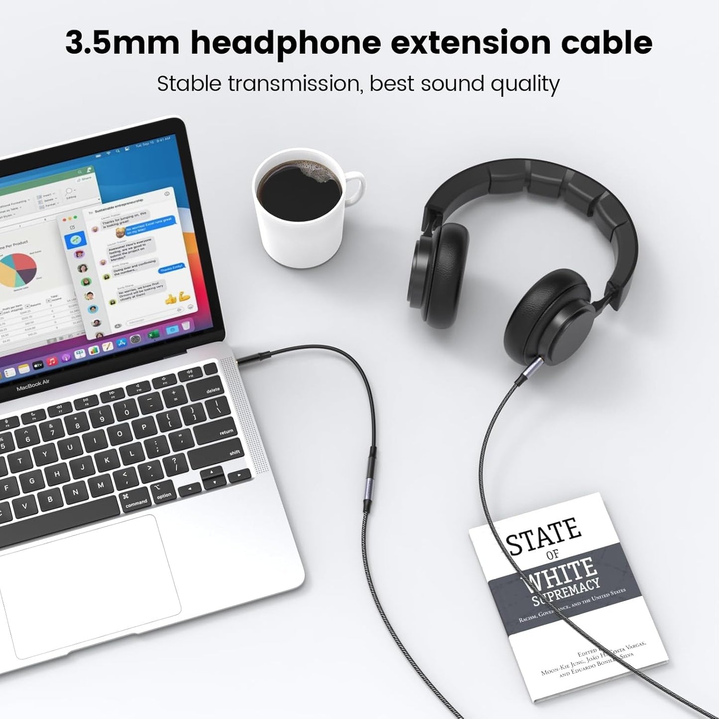 MOSWAG 3.5mm TRRS Audio Extension Cable 4-Pole 4m – Male/Female, Nylon Braided