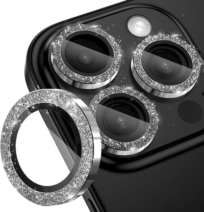 CloudValley zaščita kamere za iPhone 16 Pro / Pro Max – črni titan z bleščicami, 2 kosa