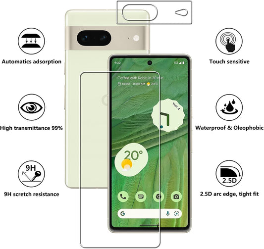 Lusee zaščitno steklo za Google Pixel 7 Pro – 2 kosi za zaslon + 3 kosi zaščita kamere