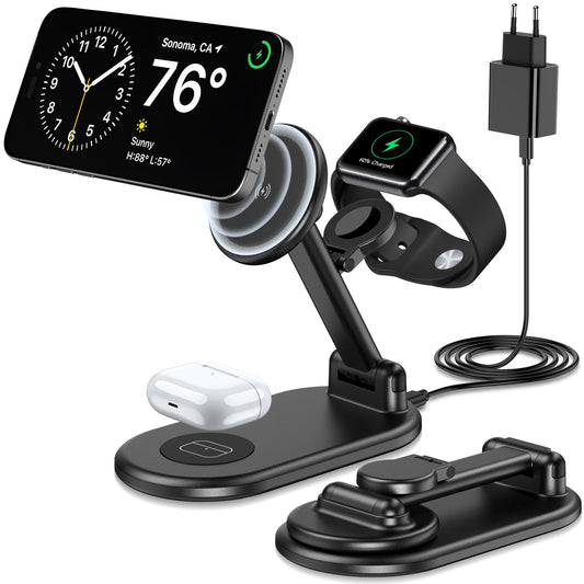 magnetni brezzicni polnilec 3 v 1 za apple naprave crna 20w
