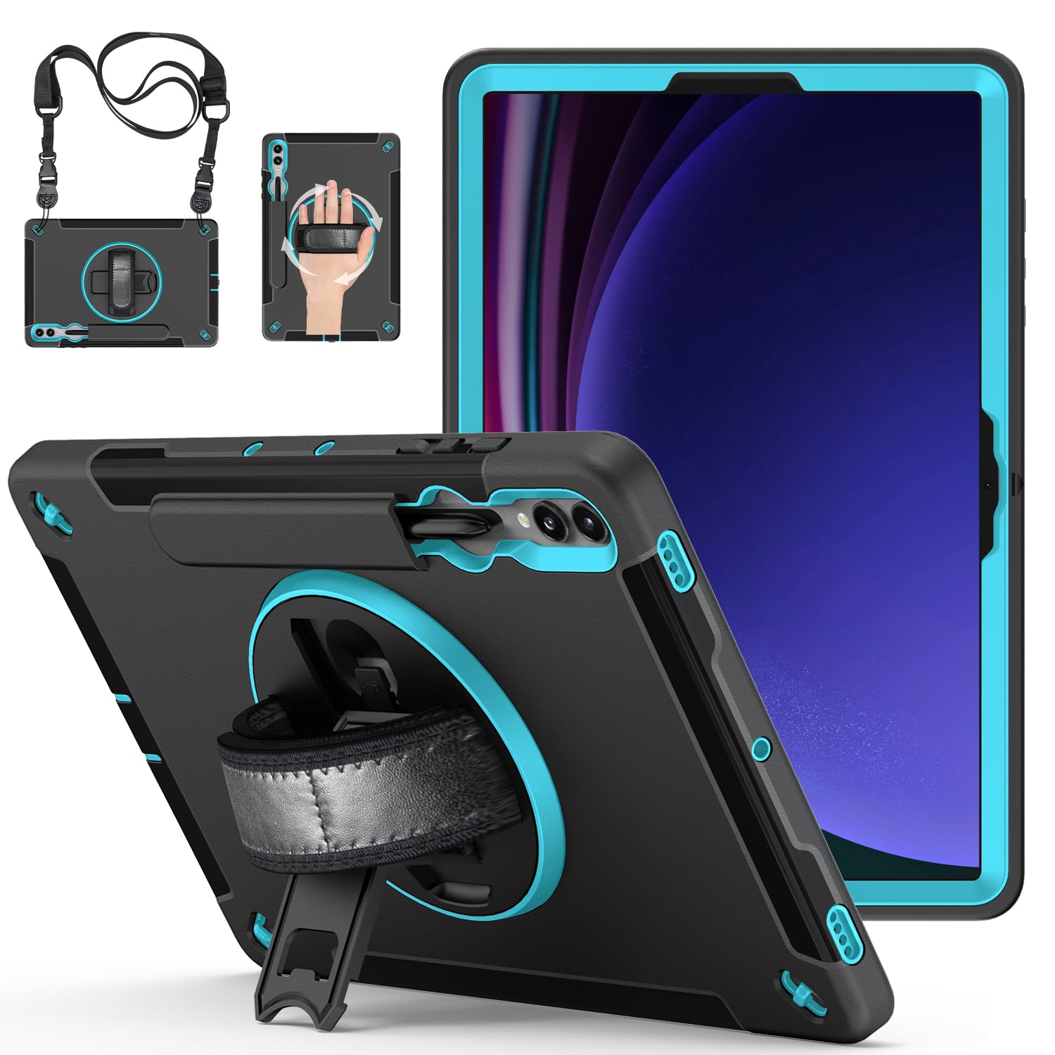 vojaski ovitek z 360 stojalom za samsung galaxy tab s10 plus s9 plus