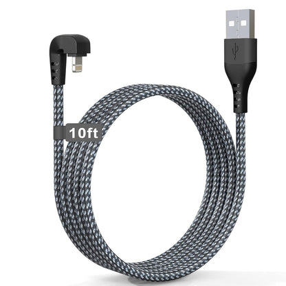 Right Angle 90° Lightning Cable 3m – MFi Certified, Fast Charging 2.4A