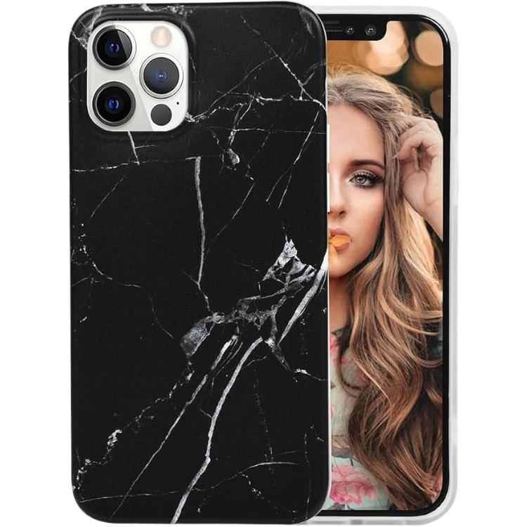 Ovitek "marble" za iPhone 15 Pro, črna – Yiscase – Črna