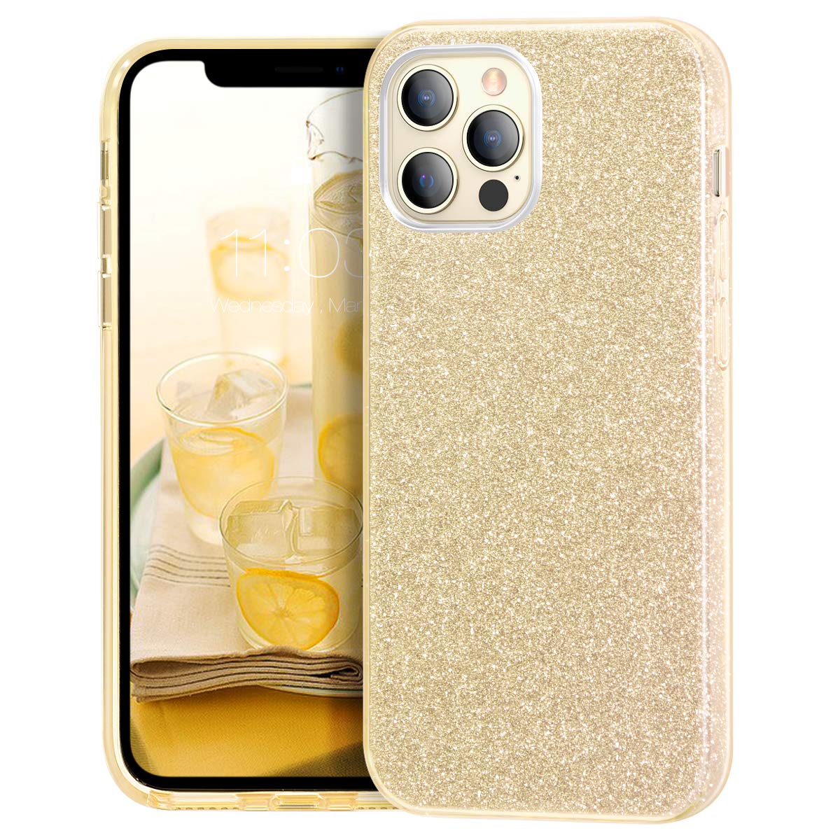 mateprox glitter ovitek za iphone 12 in iphone 12 pro zlata