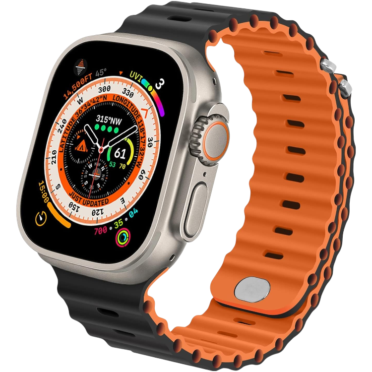 Pašček "Anlinser" za Apple Watch Ultra 2/Ultra SE Series 9 8 7 6 5 4 3 (49/45/44/42mm) črno-oranžna – Infostyle – Oranžn