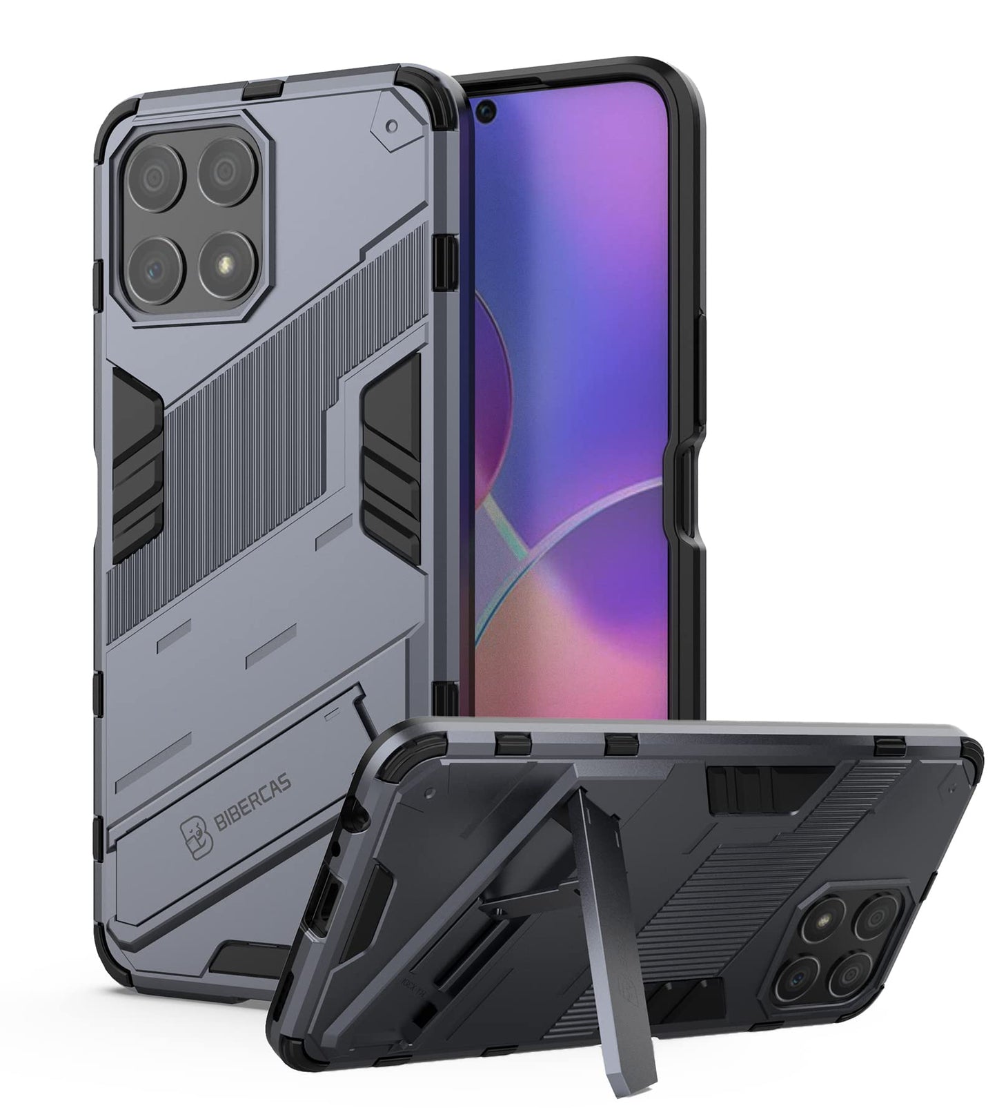 GIOPUEY Hybrid Cover for Honor X8 – TPU + PC, Stand, Camera Protection (Black)