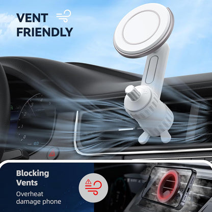 Ktryman MagSafe2 Magnetic Car Phone Holder - 360° Holder for iPhone and MagSafe Devices - white