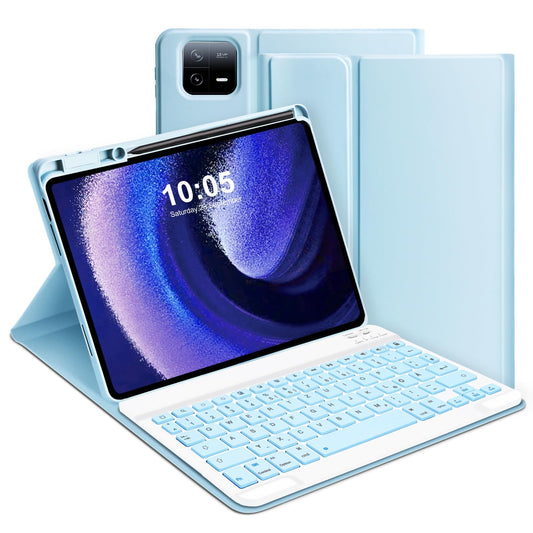 GOOJODOQ ovitek z tipkovnico Xiaomi Pad 6 / 6 Pro – QWERTZ, moder