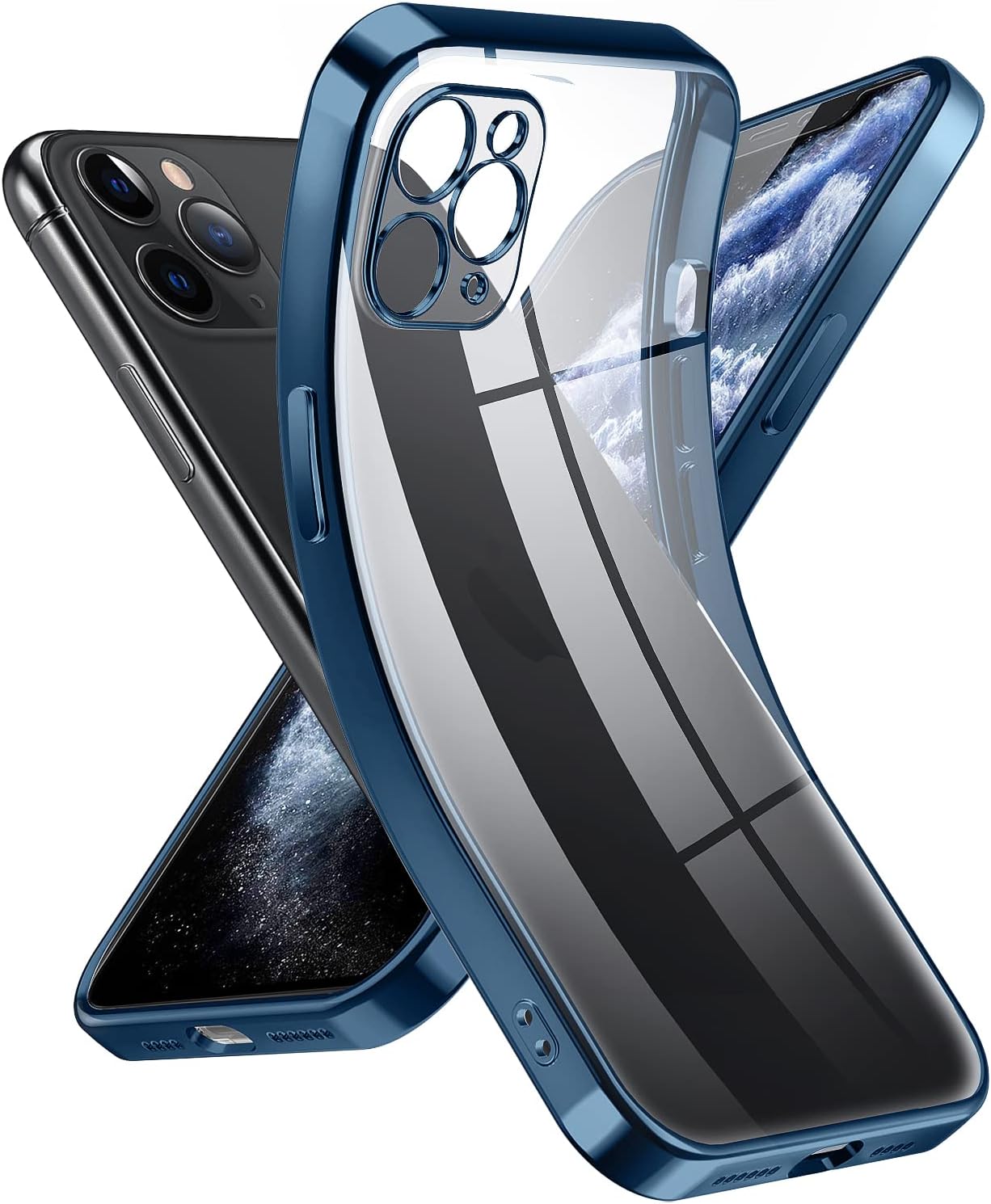Prozirna tanka maska Supdeal za iPhone 11 Pro, plavi okvir
