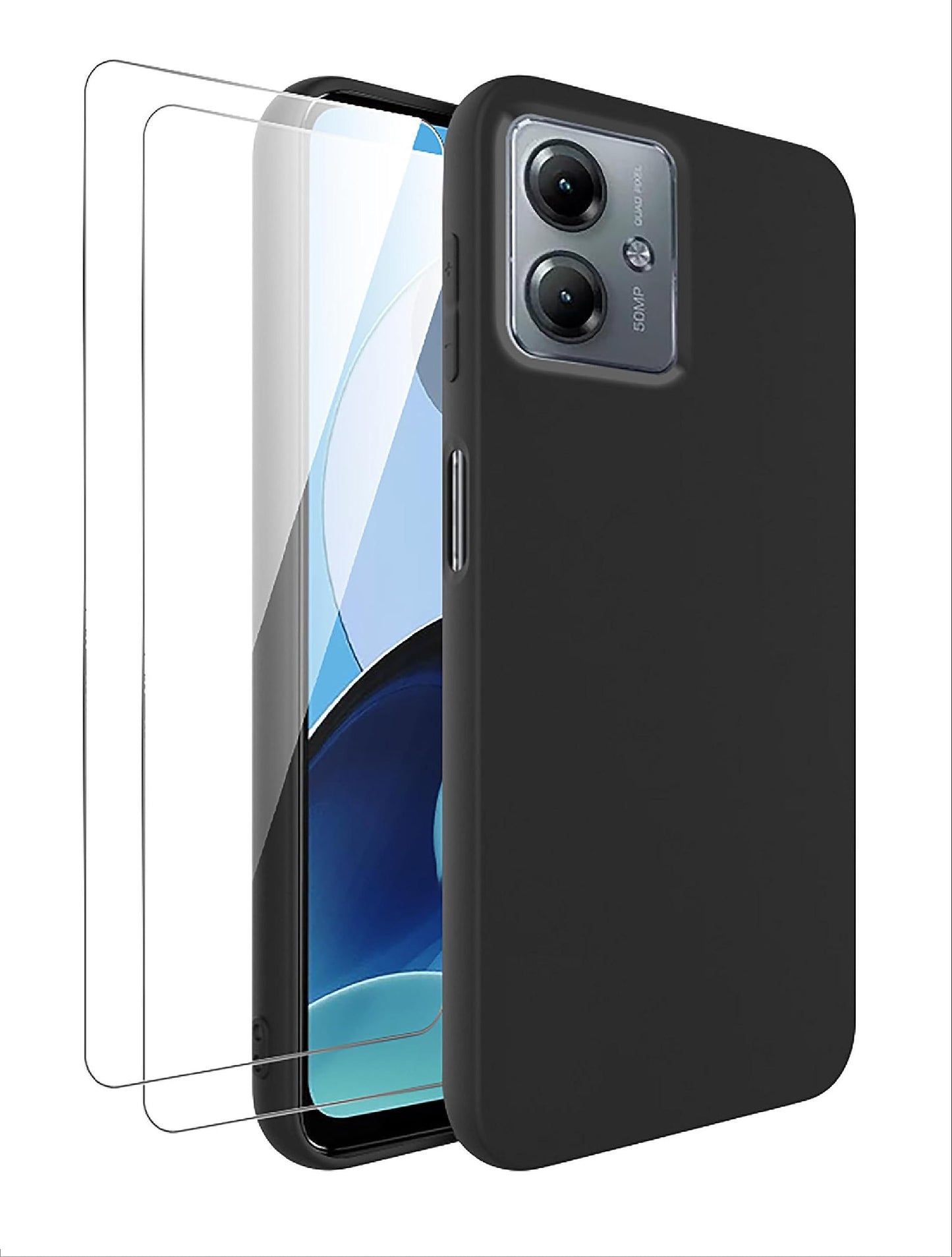 GIOPUEY maska + 2x zaštitno staklo za Motorola Moto G14 – TPU, tanka, crna