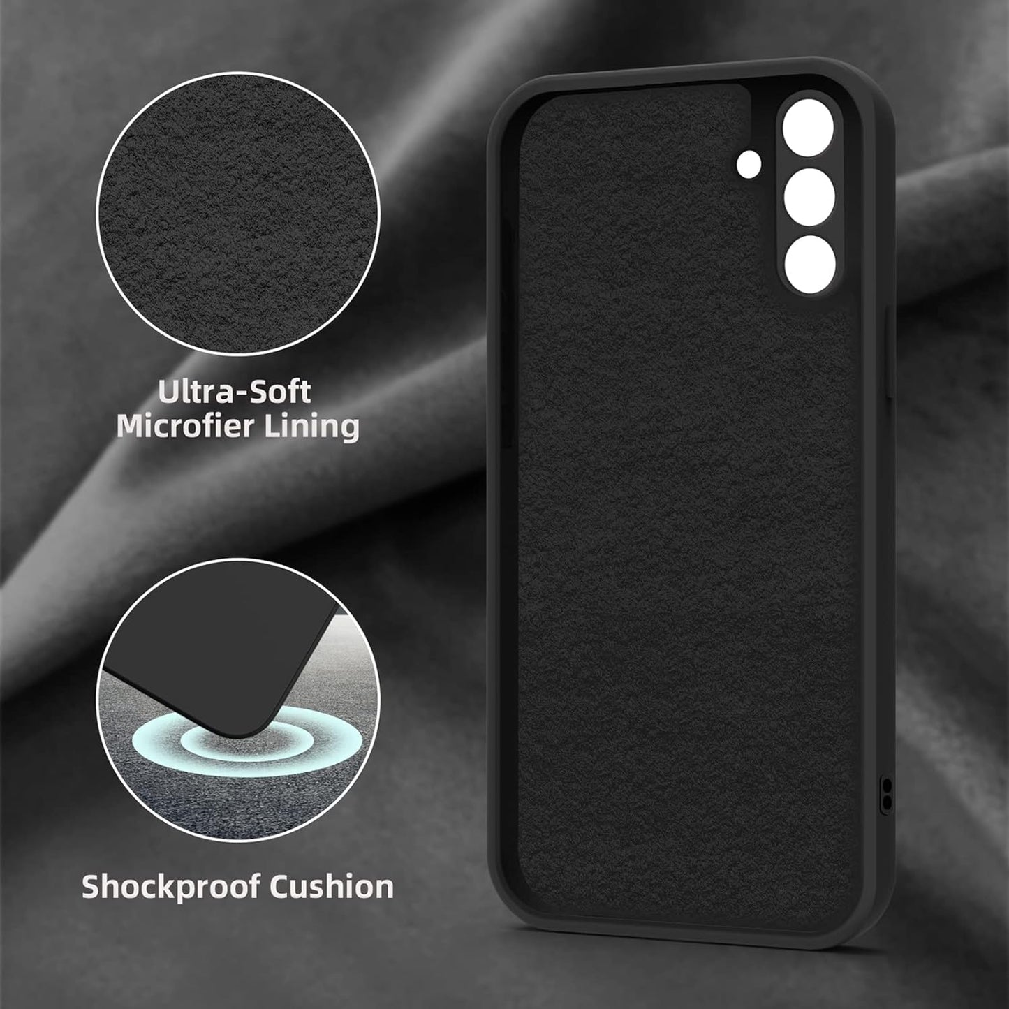 ElestBela Silicone Case for Samsung Galaxy S24 Plus – Slim Protective Cover (Dark Black)
