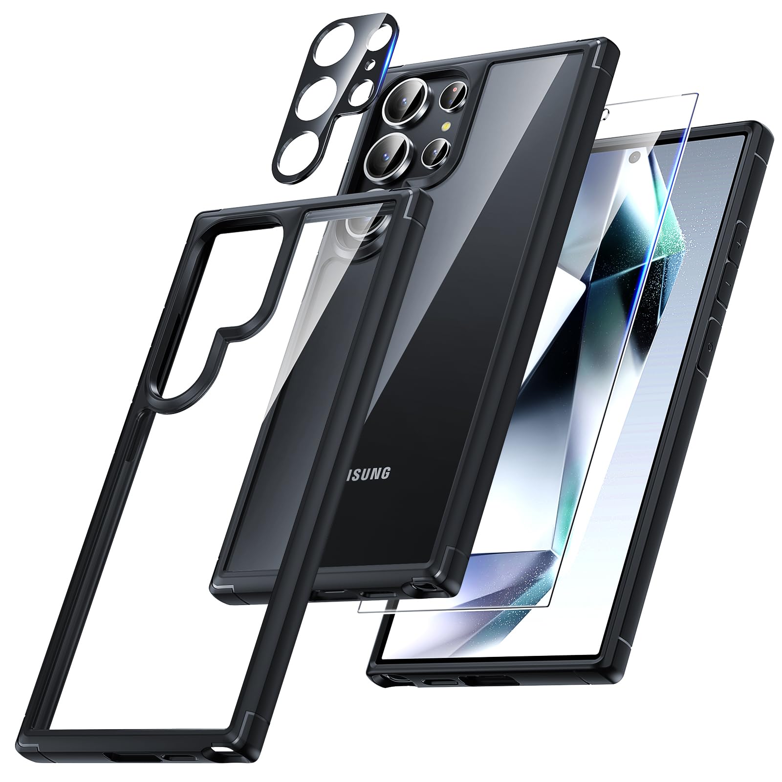 TAURI zašèitni ovitek + steklo + zašèita kamere za Samsung Galaxy S24 Ultra èrna