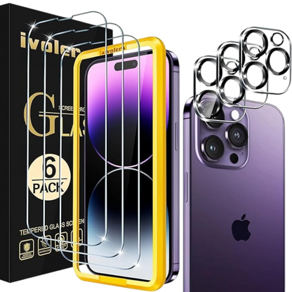 Komplet 3x zaščitno steklo + 3x zaščita za kamero za iPhone 14 Pro – Infostyle