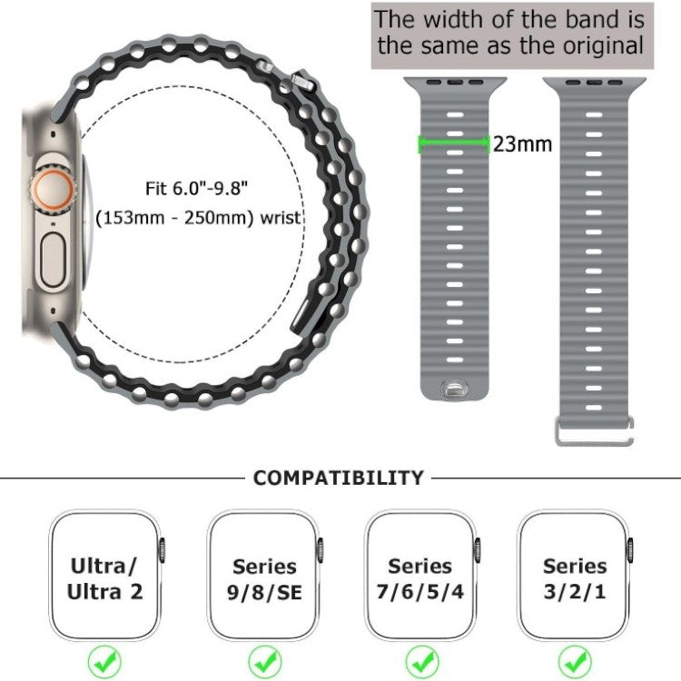 Pašček "Anlinser" za Apple Watch Ultra 2/Ultra SE Series 9 8 7 6 5 4 3 (49/45/44/42mm) črno-siva – Infostyle