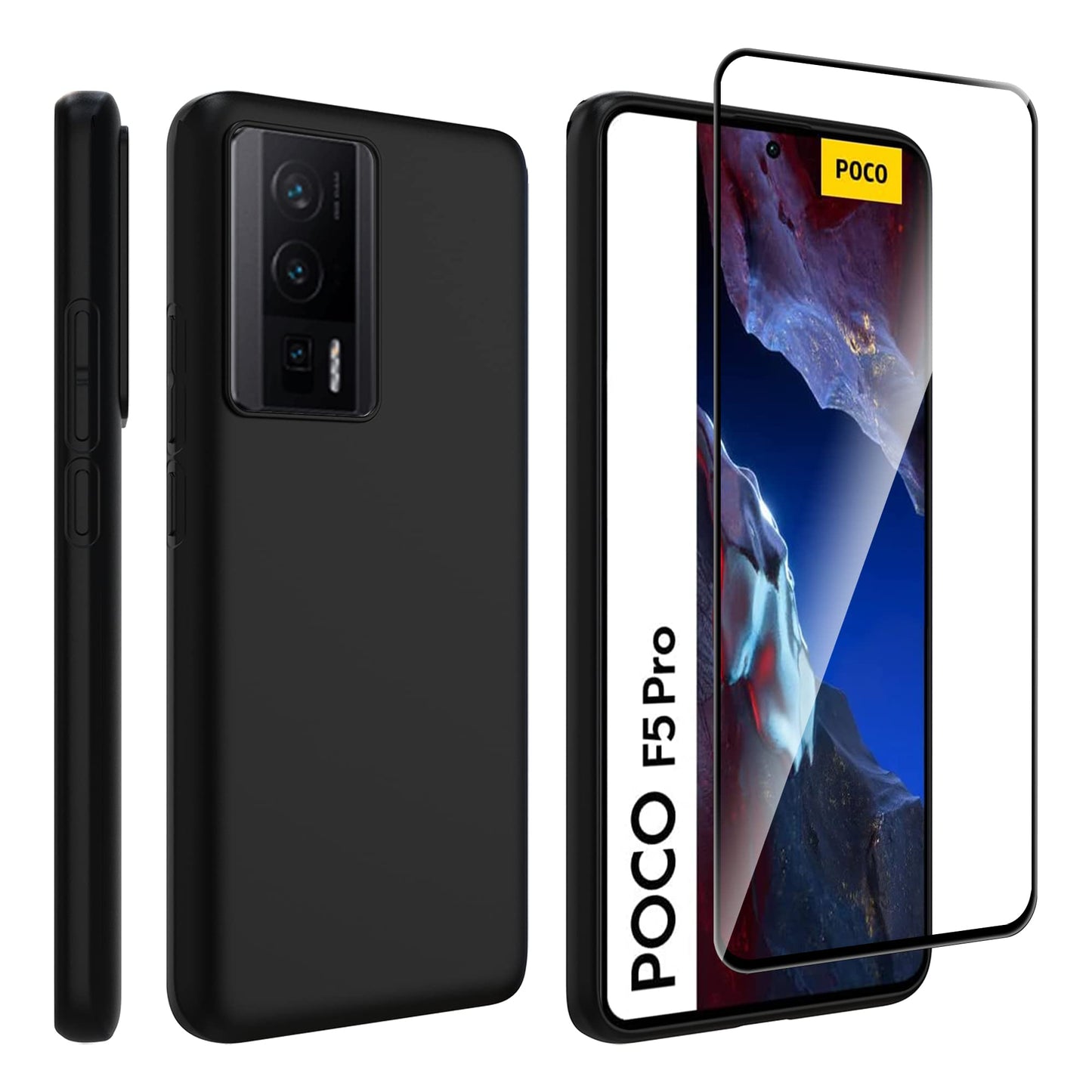 Ovitek + zašèitno steklo za Xiaomi Redmi K60 / K60 Pro / Poco F5 Pro èrna