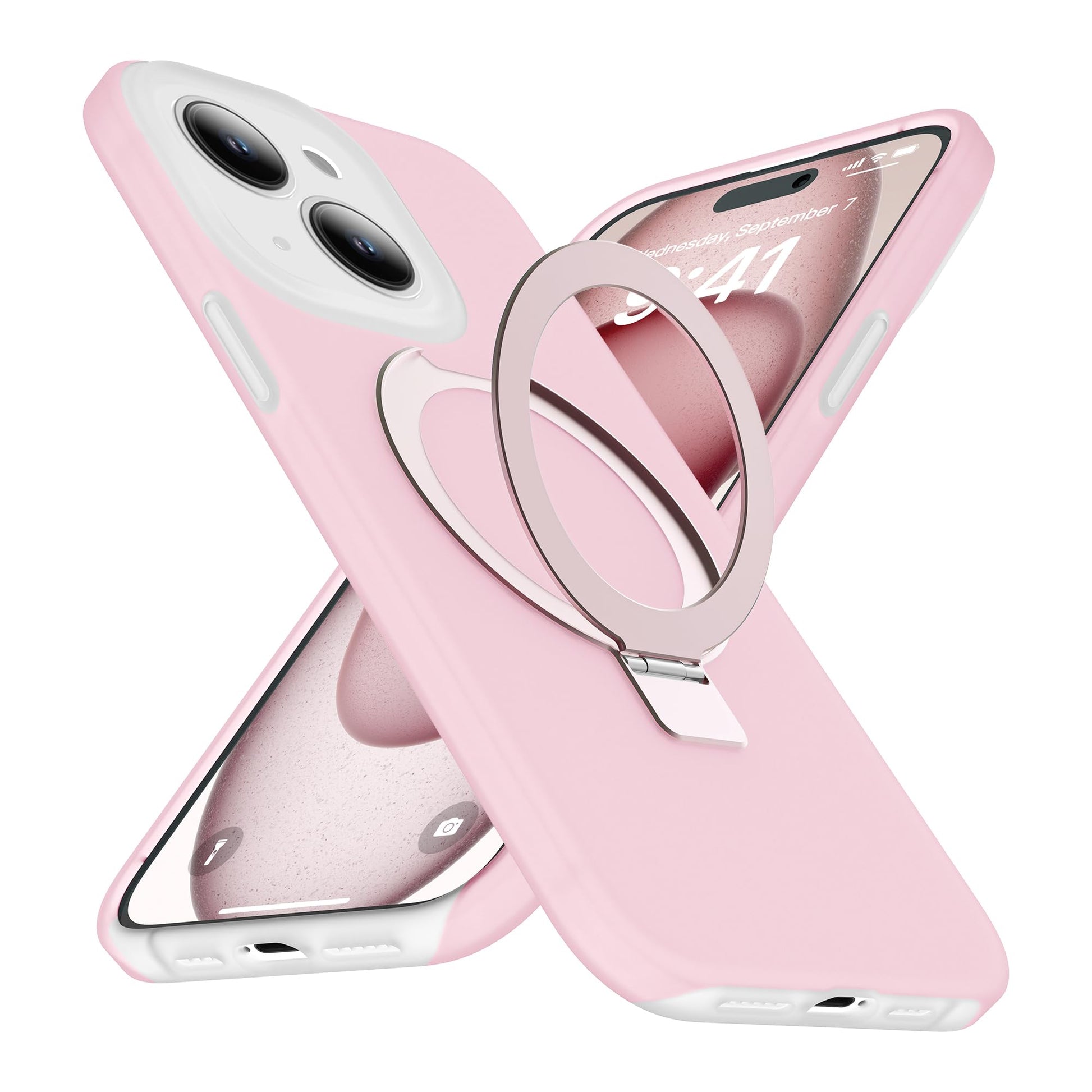 Ovitek Srotek z magnetnim stojalom za iPhone 14 roza