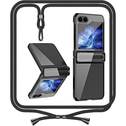 Ovitek "ANFAIRLACE" z vrvico za Samsung Galaxy Z Flip 5 – Črna