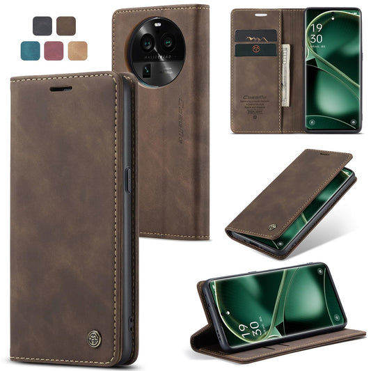 Preklopna torbica Bigcousin za OPPO Find X6 5G temno rjava
