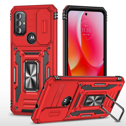 BigCousin ovitek z zašèito kamere in stojalom za Motorola Moto G Pure rdeèa