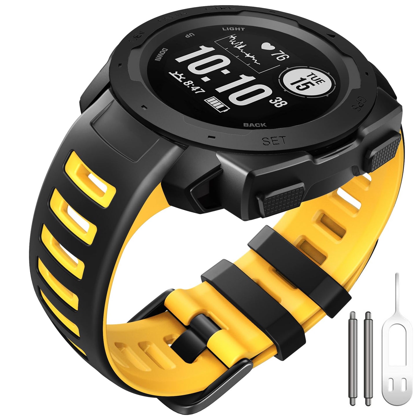 Silikonski pašèek za Garmin Instinct / Instinct 2 rumeno èrna