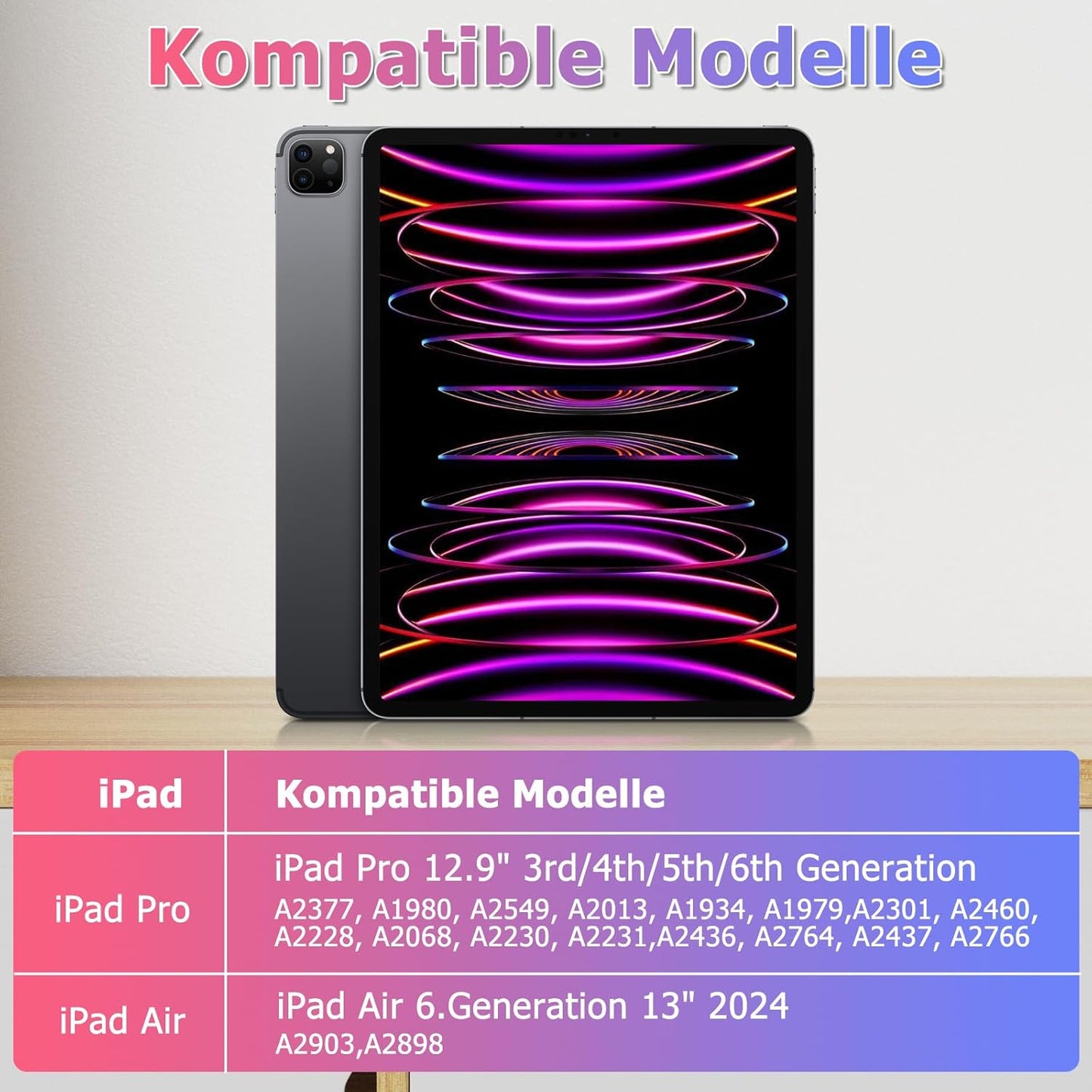 Ovitek z osvetljeno tipkovnico za iPad Air 6. gen.2024 M2 13 "/iPad Pro  12,9"