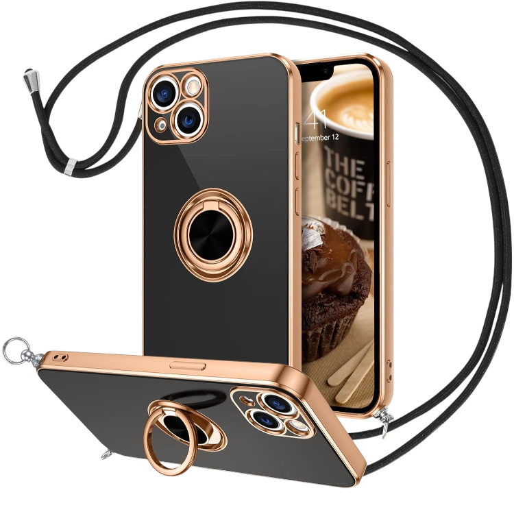 Ovitek z vrvico "Ring" za iPhone 15, črna – Infostyle