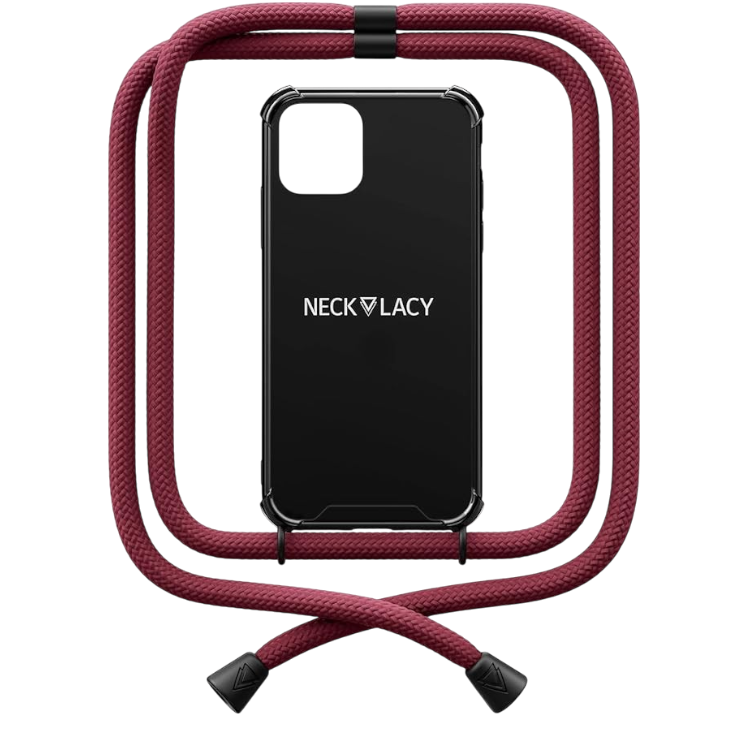 Ovitek z vrvico "NECKLACY premium chain" za iPhone 12 Pro Max – Temno rdeča