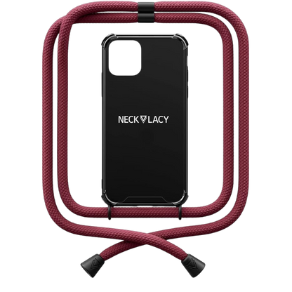 Ovitek z vrvico "NECKLACY premium chain" za iPhone 12 Pro Max – Temno rdeča