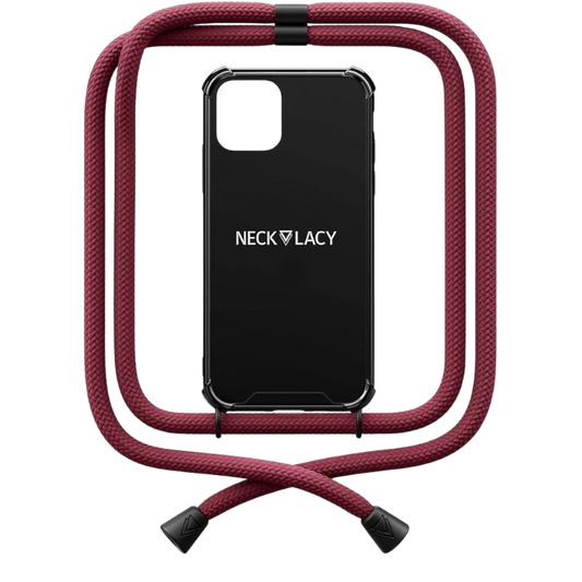 Ovitek z vrvico "NECKLACY premium chain" za iPhone 12 Pro Max – Temno rdeča