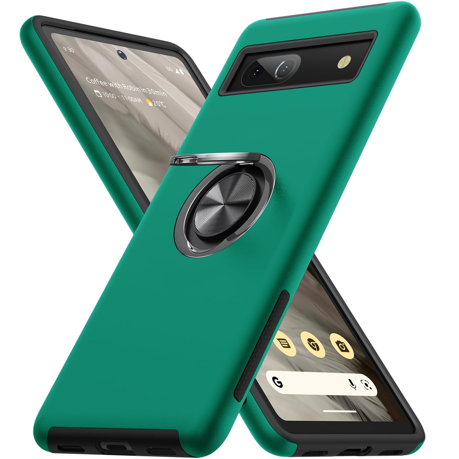 aouia ovitek z ring stojalom za google pixel 7a temno zelena