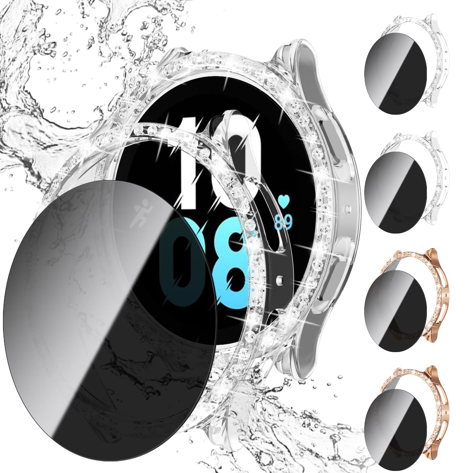 privacy ovitek in steklo za galaxy watch 5 4 40mm zlata prozorna