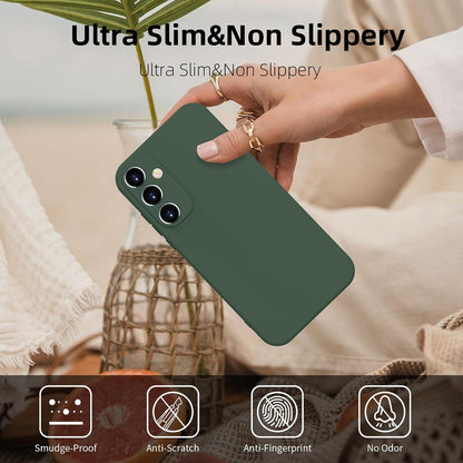 ElestBela silikonski ovitek za Samsung Galaxy S23 FE – ultra tanek zaščitni ovitek z mikrovlakni (mat zelena)