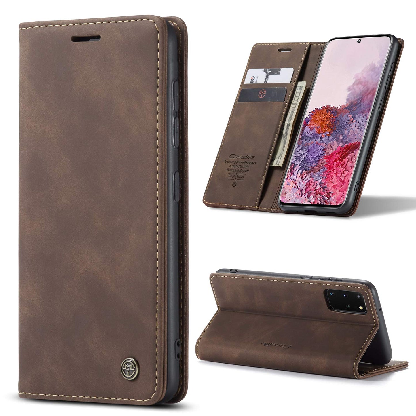 preklopna torbica bigcousin za samsung s20 plus rjava