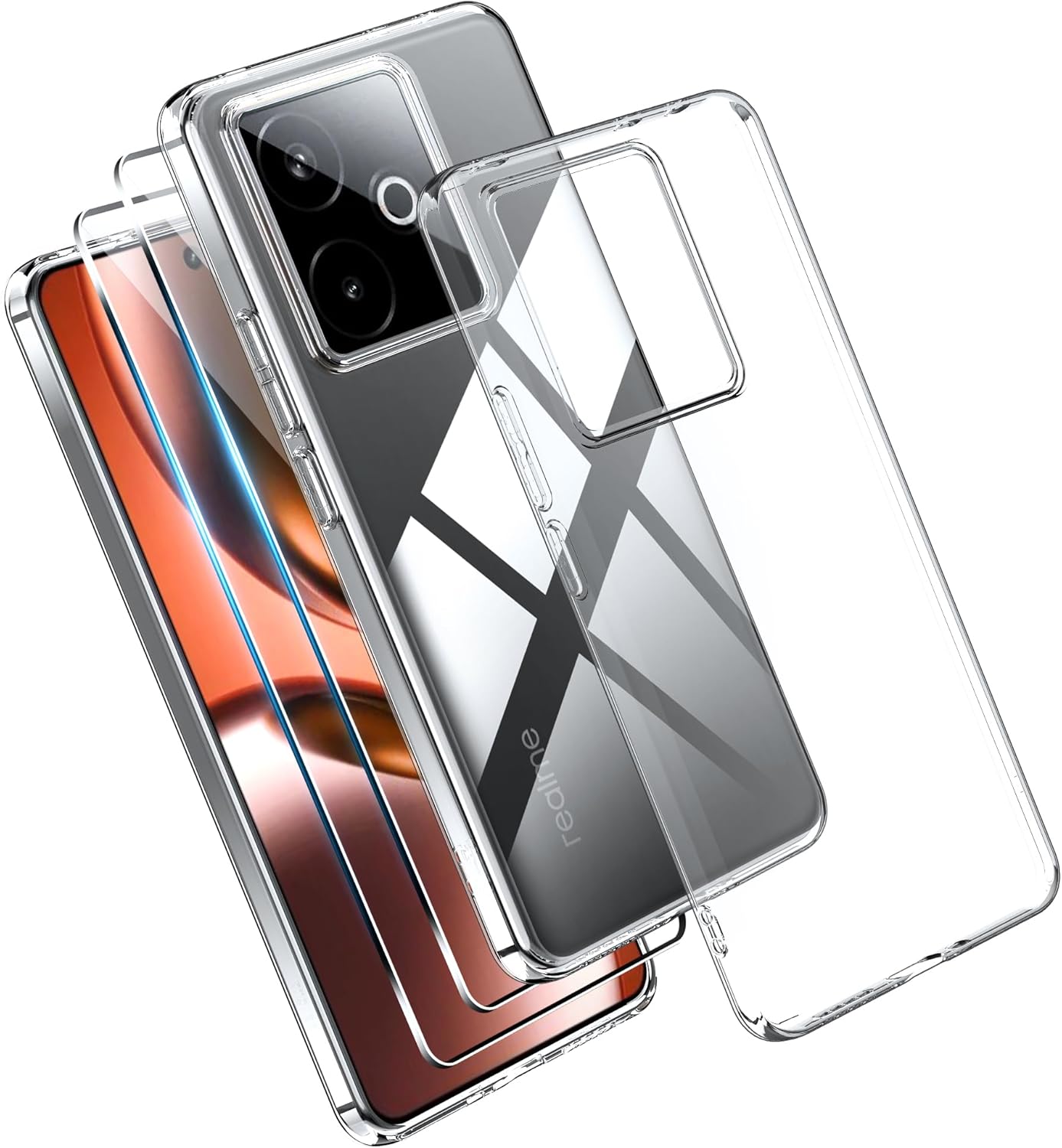 Silikonski ovitek Realme GT 7 7T z zaščitnim steklom prozorna