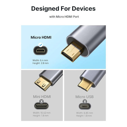 Micro HDMI moški v HDMI 2.0 ženski kabel 4K – JSAUX