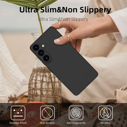ElestBela Silicone Case for Samsung Galaxy S24 Plus – Slim Protective Cover (Dark Black)