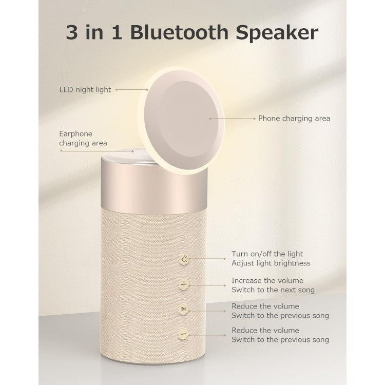 Bluetooth zvočniki ''COLSUR'' z nočno lučko, 2 v 1 brezžična polnilna postaja