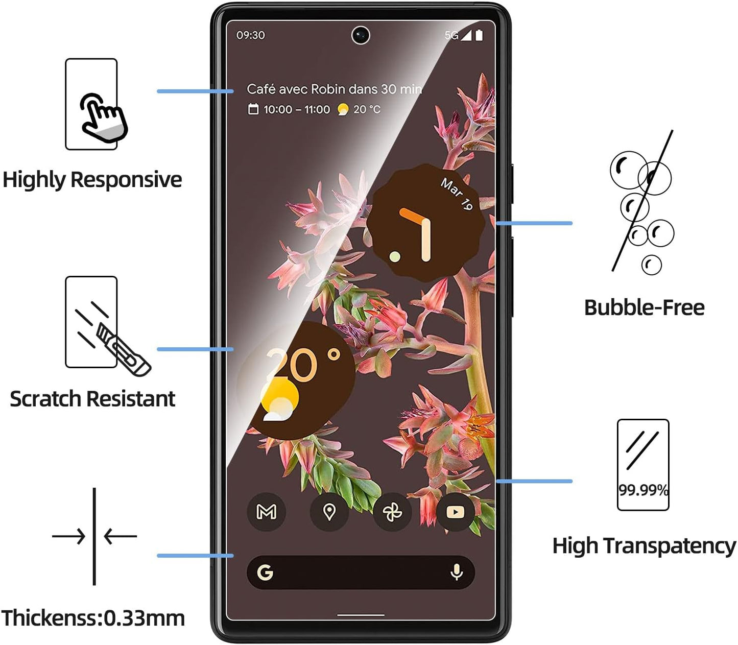 Zaščitno steklo za telefon Google Pixel 6, 3 kosi – Infostyle