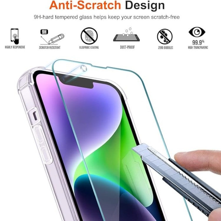 Komplet ovitek + 3x zaščitno steklo "Ivoler" za telefon iPhone 14 – Infostyle