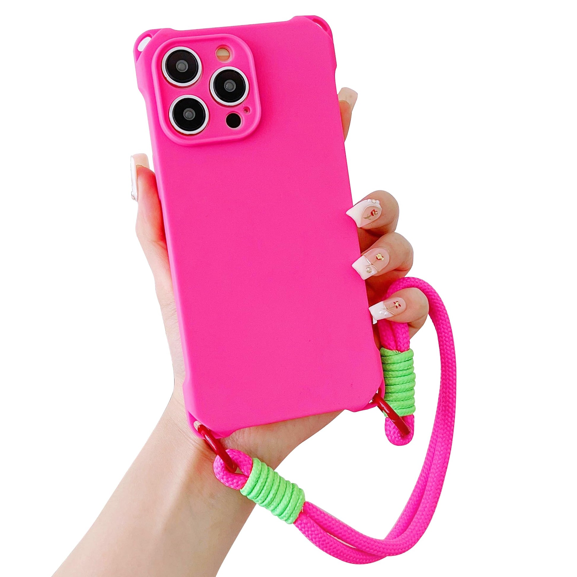 ovitek z vrvico in zascito kamere za iphone 14 pro max roza