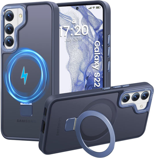 HuwaiH prozoren ovitek s stojalom Samsung Galaxy S23 temno modra