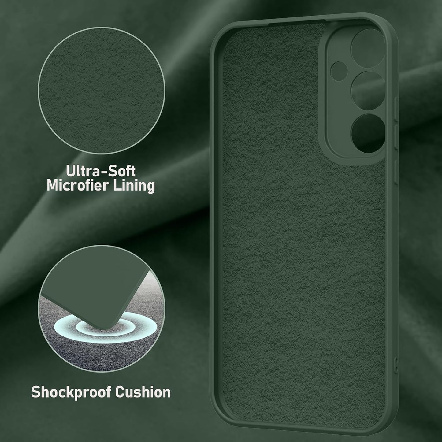 ElestBela silikonski ovitek za Samsung Galaxy S23 FE – ultra tanek zaščitni ovitek z mikrovlakni (mat zelena)