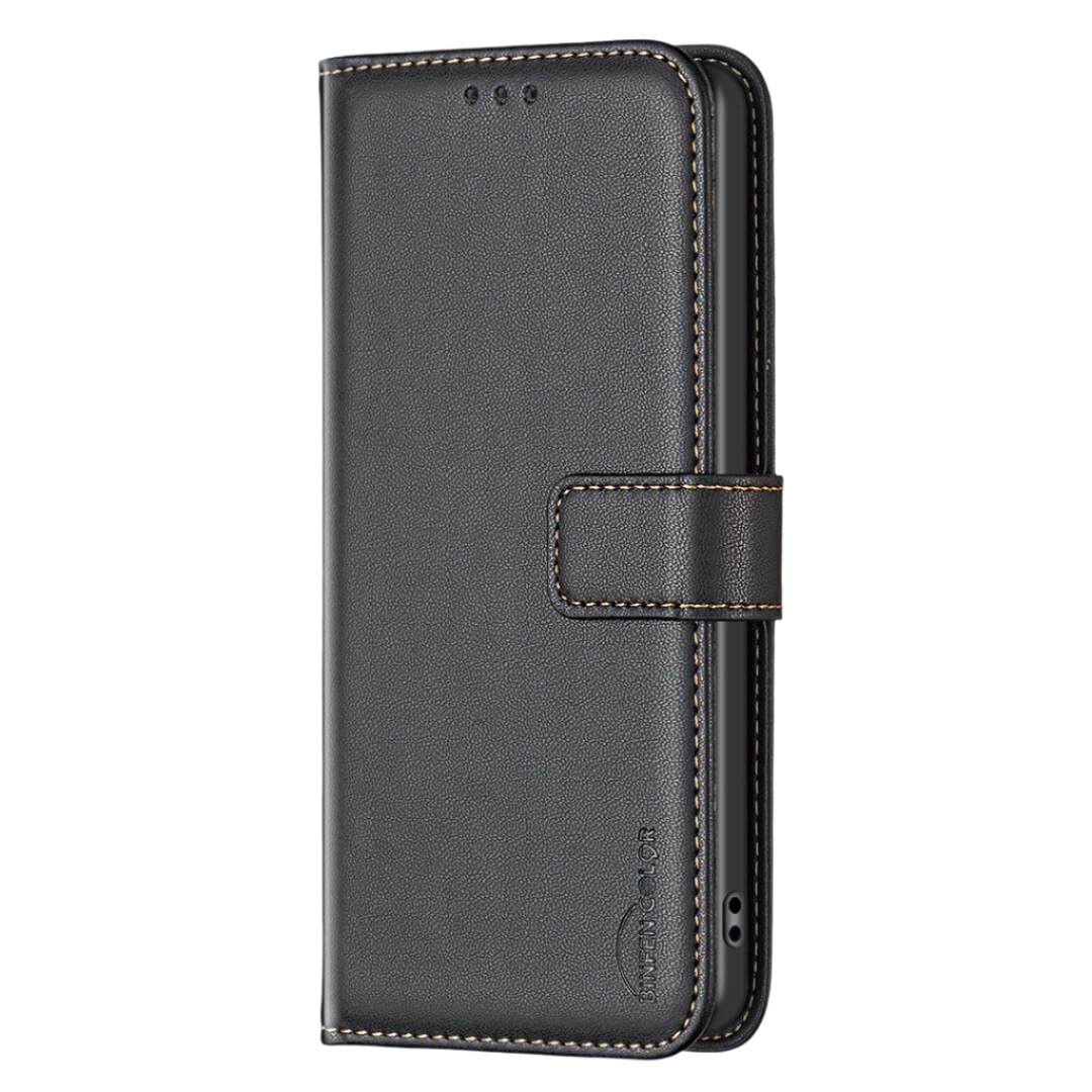 Preklopna torbica "Black Leather" Redmi 12C – Infostyle – Črna