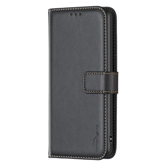 Preklopna torbica "Black Leather" Redmi 12C – Infostyle – Črna
